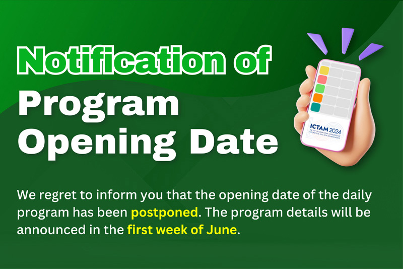 Notification of Program opening date. we regret to inform you that the opening date of the daily program has been postponed. The program details will be announced in the first week of June.